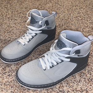 Brand new never actually worn Air Jordan’s, grey mens size 8.5 old school look